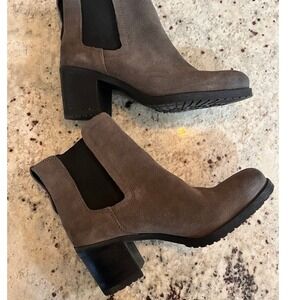 Sam Edelman Womens Suede Chelsea Block Heel Ankle Boots Taupe‎ Grey Size 7